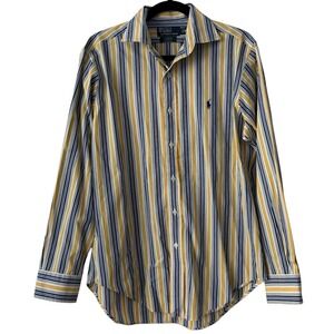 Polo Ralph Lauren Stanton Shirt Mens Medium Yellow Classic Fit Button Up Stripe